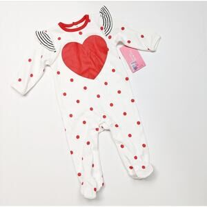 Isaac Mizrahi Sleeper Baby Girls Size 3m Valentine Red Heart Footie Romper